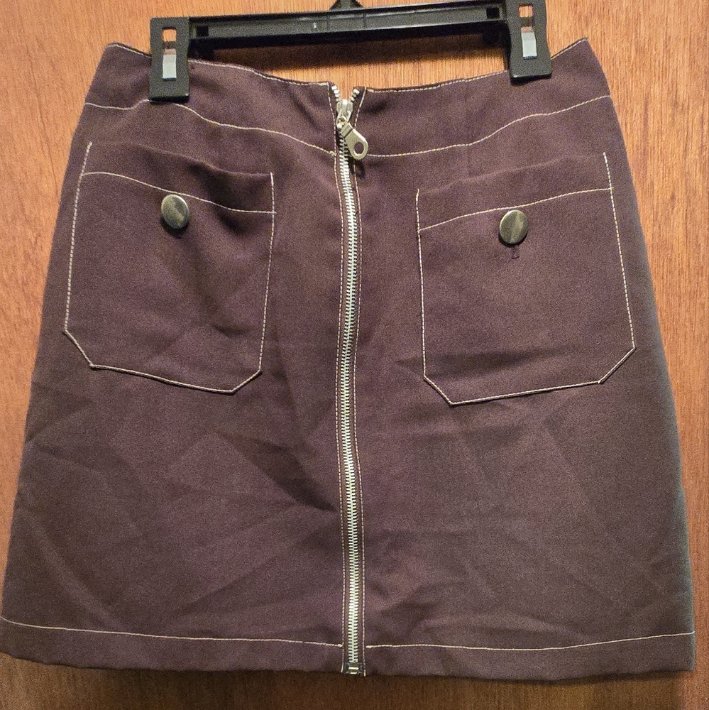 Pretty Good Brown Mini Skirt with Pockets SzM - Picture 2 of 7
